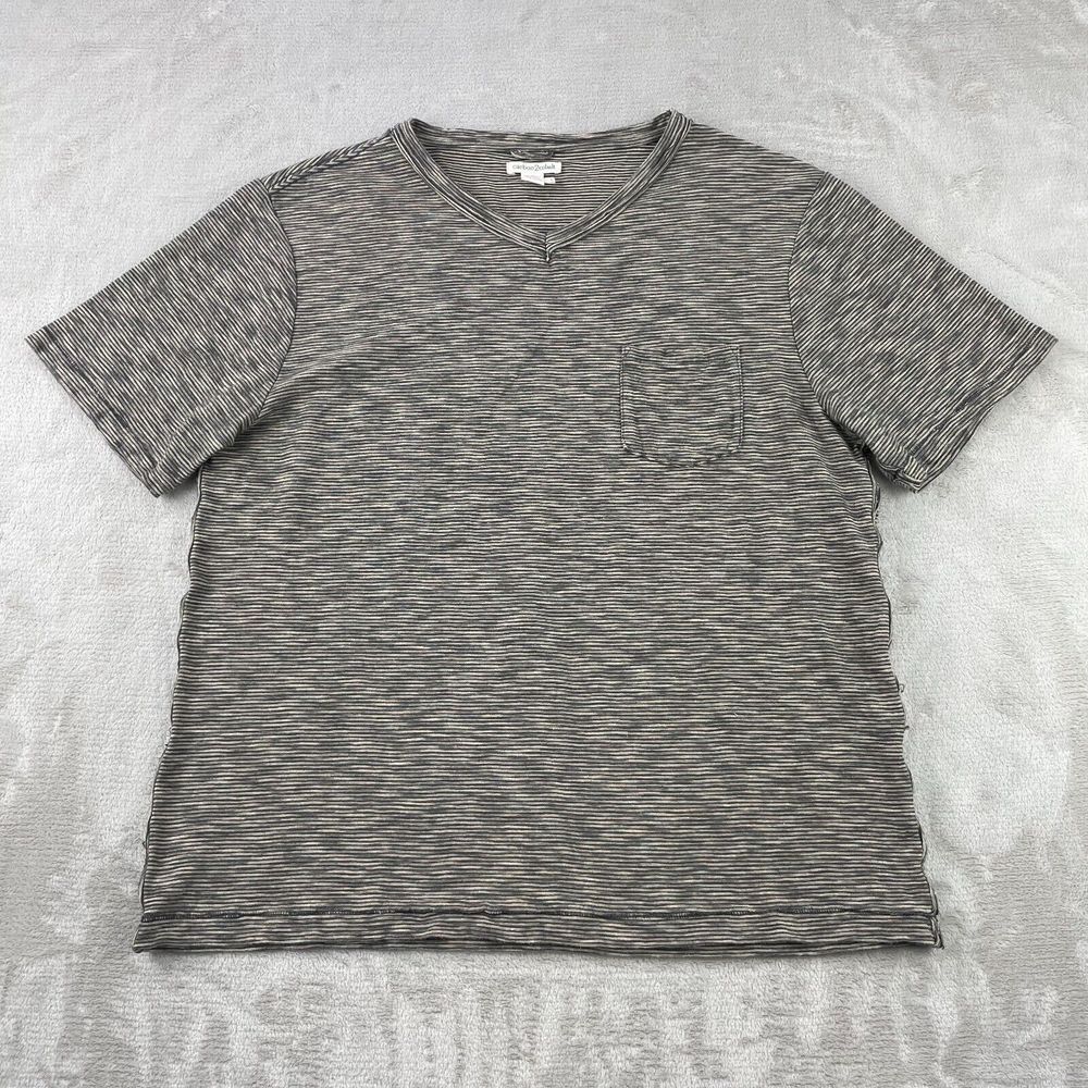 Carbon 2 Cobalt Pocket‎ T Shirt Men Large Brown Striped V Neck Short Sleeve